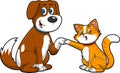 Cute Dog And Cat Cartoon Characters Best Friends Royalty Free Stock Photo