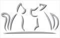 Cat and Dog Contour Simplified Silhouettes