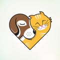 Cat and dog embrace love Royalty Free Stock Photo