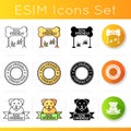 Cat and dog friendly areas emblems icons set. Four-legged friends allowed territories signs. Kitty and doggy welcome Royalty Free Stock Photo