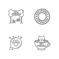 Cat and dog friendly areas emblems pixel perfect linear icons set. Kitty and doggy welcome. Customizable thin line