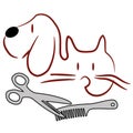 Cat and dog grooming logo