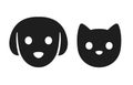 Cat and dog head silhouette icon Royalty Free Stock Photo