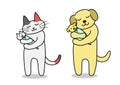 Cat and dog holding baby Royalty Free Stock Photo