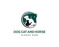 Cat dog and horse animal veterinary logo design. Royalty Free Stock Photo