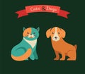 Cat and dog infographics with vector icons set Royalty Free Stock Photo