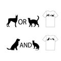 Cat or dog? Inspirational quote. Typography design for t-shirt. Black isolated dog and cat silhouette on white background Royalty Free Stock Photo