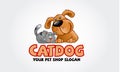 Cat Dog Logo Cartoon Character. Royalty Free Stock Photo