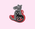 Cat and Dog Love Logo, ssymbol and sign design