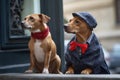 a cat and dog modeling the latest fashions from the runways of paris