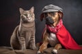 a cat and dog modeling the latest fashions from the runways of paris