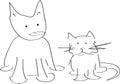 Cat and dog modern line drawing