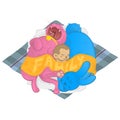 Cat Dog Monkey family sleeping together Royalty Free Stock Photo