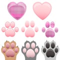 Cat and dog paw print with claws