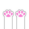 Cat dog paw print foot leg. Kitten puppy pink paws footprint icon. Cute cartoon character body part silhouette. Baby pet Royalty Free Stock Photo