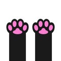 Cat dog paw print foot leg. Kitten puppy pink paws footprint icon. Cute cartoon character body part silhouette. Baby pet Royalty Free Stock Photo