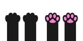 Cat dog paw print foot leg set. Kitten pink paws footprint icon. Cute cartoon character body part silhouette. Baby pet collection Royalty Free Stock Photo