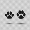 Cat and Dog Paw Print. Pets Paw Silhouette. Vector illustration