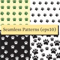 Cat or dog paw seamless pattern - vector animal footprint texture. Vector illustration.