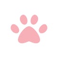 Cat or dog pink paw icon isolated on white background. Premium quality vector design element. Royalty Free Stock Photo