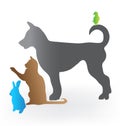 Cat dog rabbit and parrot logo Royalty Free Stock Photo