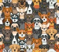 Cat and Dog Seamless Pattern. Cute Cartoon Style. Vector Royalty Free Stock Photo