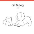 Cat and dog silhouette vectors lines