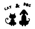 Cat and dog silhouettes Royalty Free Stock Photo