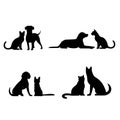 Cat and dog silhouettes vector illustration Royalty Free Stock Photo