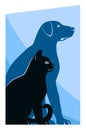 Cat and dog silhouettes Royalty Free Stock Photo