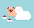 Cute cat and dog vector cartoon flat illustration Royalty Free Stock Photo