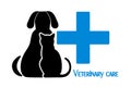 Cat and dog symbol of veterinary medicine