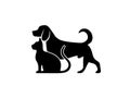 Cat and dog symbol of veterinary medicine