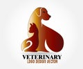 Cat and dog veterinary logo vector image Royalty Free Stock Photo
