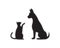 Cat and Dog vector silhouettes logo Royalty Free Stock Photo