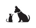 Cat and Dog vector silhouettes logo Royalty Free Stock Photo
