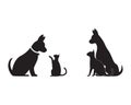 Cat and Dog vector silhouettes logo Royalty Free Stock Photo