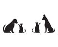 Cat and Dog vector silhouettes logo Royalty Free Stock Photo