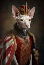 The cat of the Don Sphynx breed in a crown.
