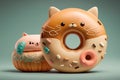 Cat donut shape illustration generative ai