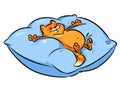 Cat dream pillow cartoon illustration