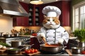 Cat Dressed as a Chef Striking a Humorous and Professional Pose - Reminiscent of Ratatouille with Whisk