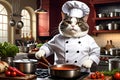 Cat Dressed as a Chef Striking a Humorous and Professional Pose - Reminiscent of Ratatouille with Whisk