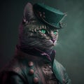 Cat dressed as a man, animal modern portrait