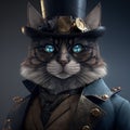 Cat dressed as a man, animal modern portrait, character design