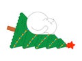 Cat dropped christmas tree. xmas vector illustration Royalty Free Stock Photo