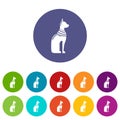 Cat egypt icons set vector color Royalty Free Stock Photo