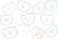 Cat Emotion seamless pattern. Happy kitty sad kitten angry pet . Cute kids fabric textile design. Cartoon line art