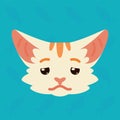 Cat emotional head. Vector illustration of cute kitty shows depressed emotion. Tired emoji. Smiley icon. Chat