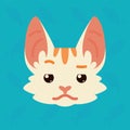 Cat emotional head. Vector illustration of cute kitty shows distrust emotion. Doubt emoji. Smiley icon. Print, chat